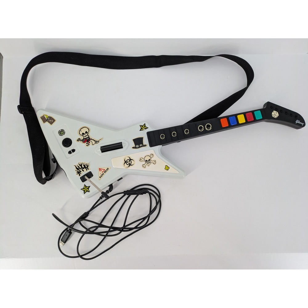 RedOctane Gibson X-Plorer Xbox 360 Guitar Hero Controller 95055 White Wire WORKS